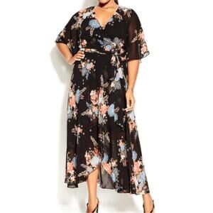 NWT City Chic Poised Bloom Maxi Dress wrap floral sz 22